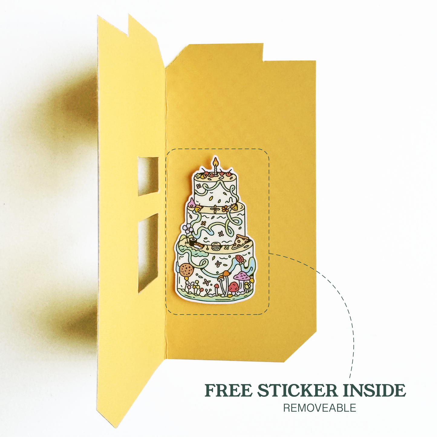 Birthday Apartment - Greeting Card + Free Cake Sticker