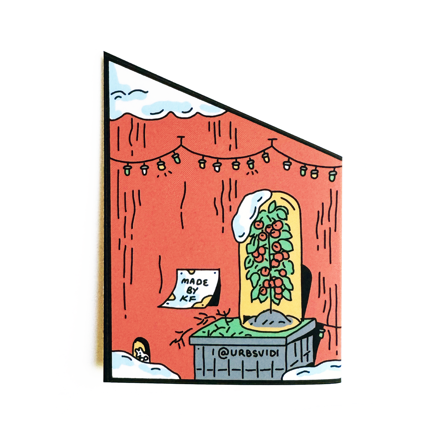 Holiday House Red - Greeting Card + Free Removable Sticker