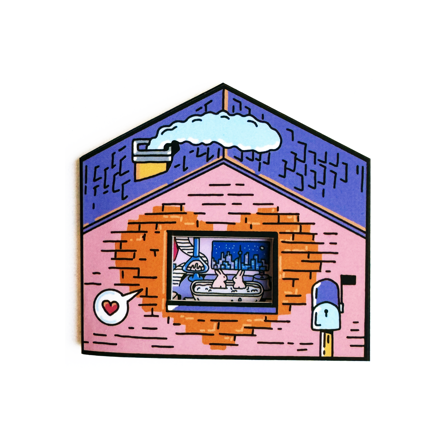 Love House - Greeting Card + Free Removable Sticker