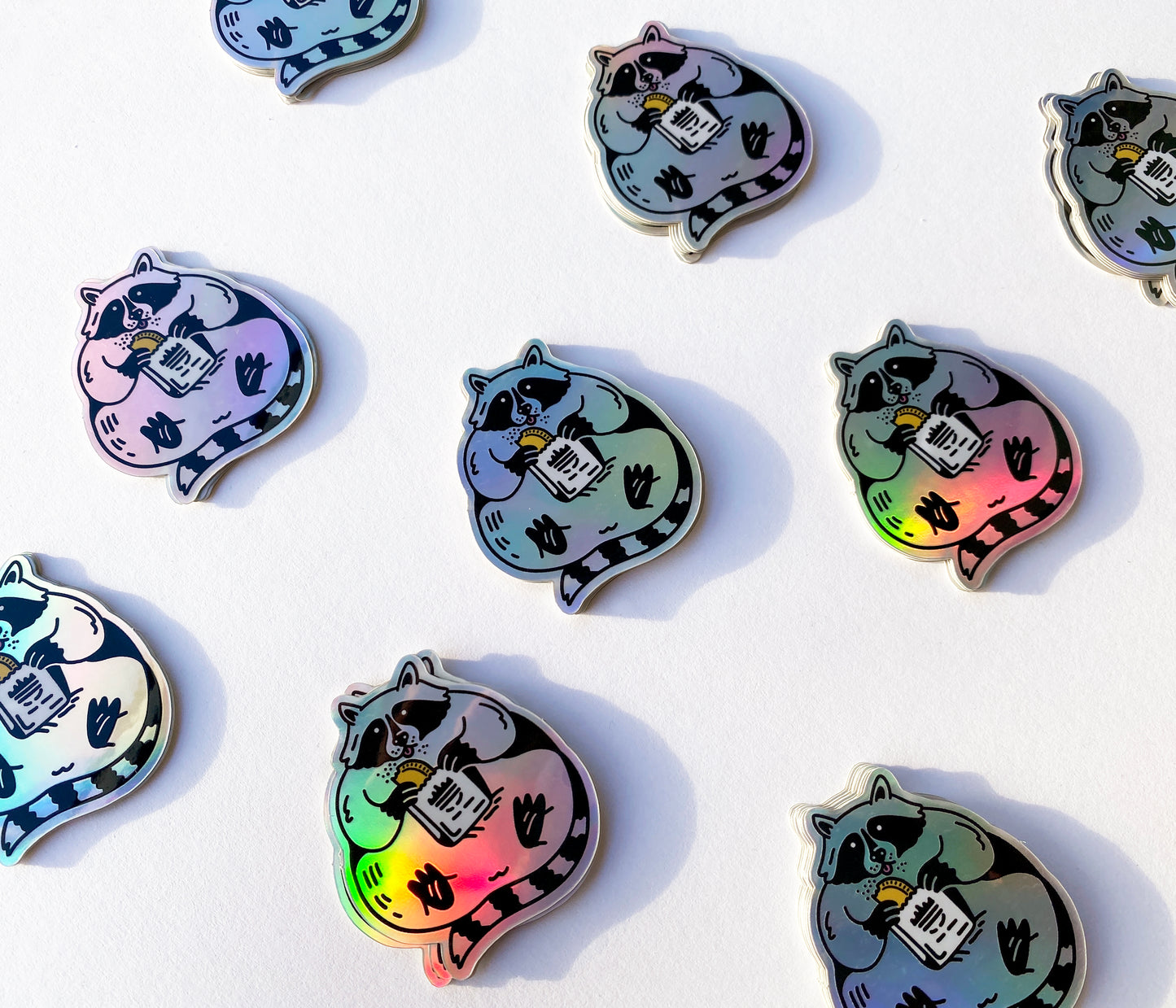 Fat Raccoon Holographic Sticker