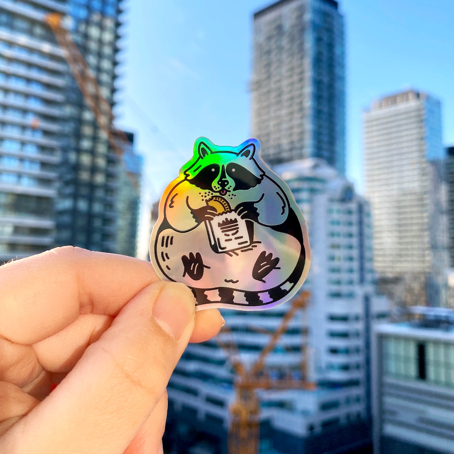 Fat Raccoon Holographic Sticker