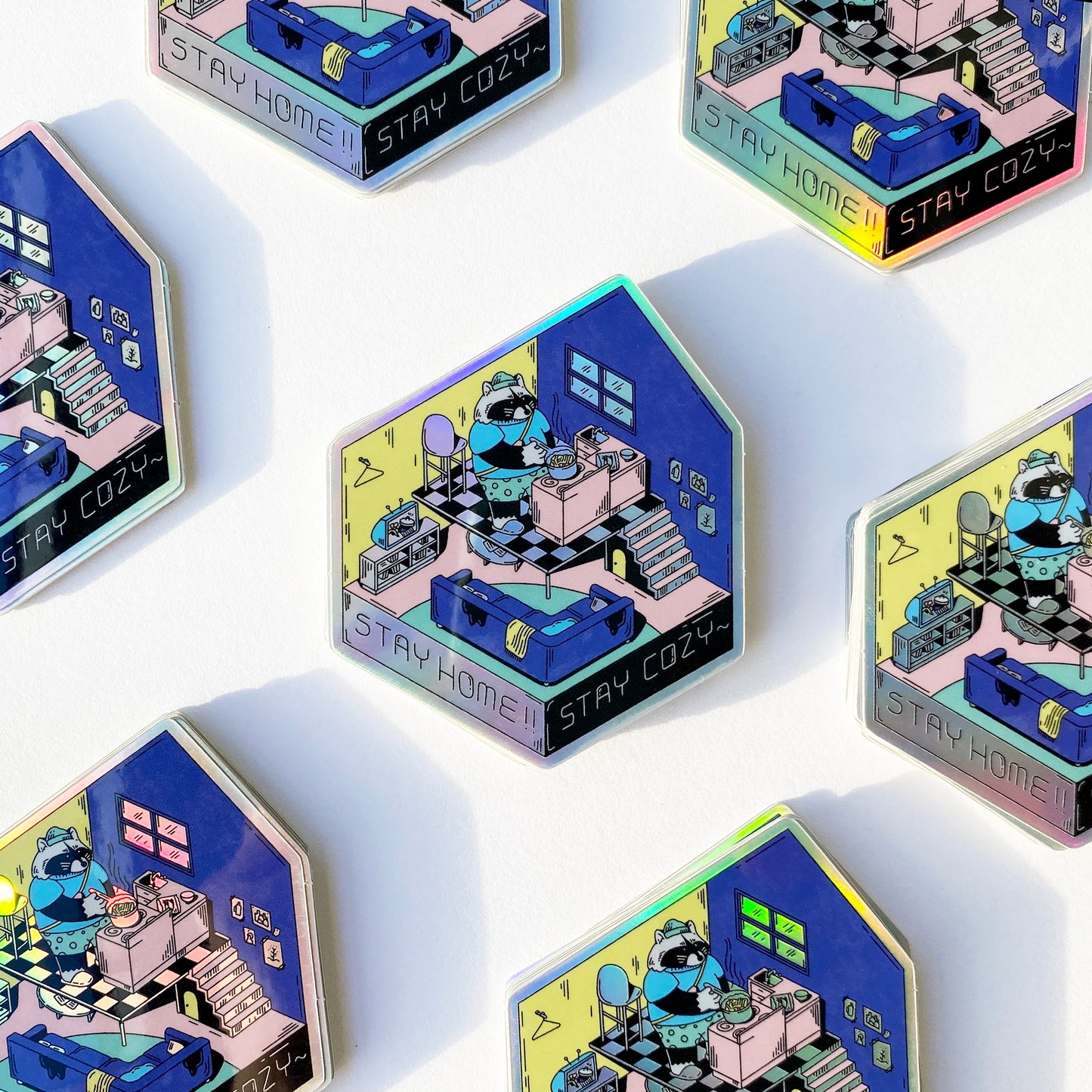 Stay Home Sticker | Holographic + White Gloss