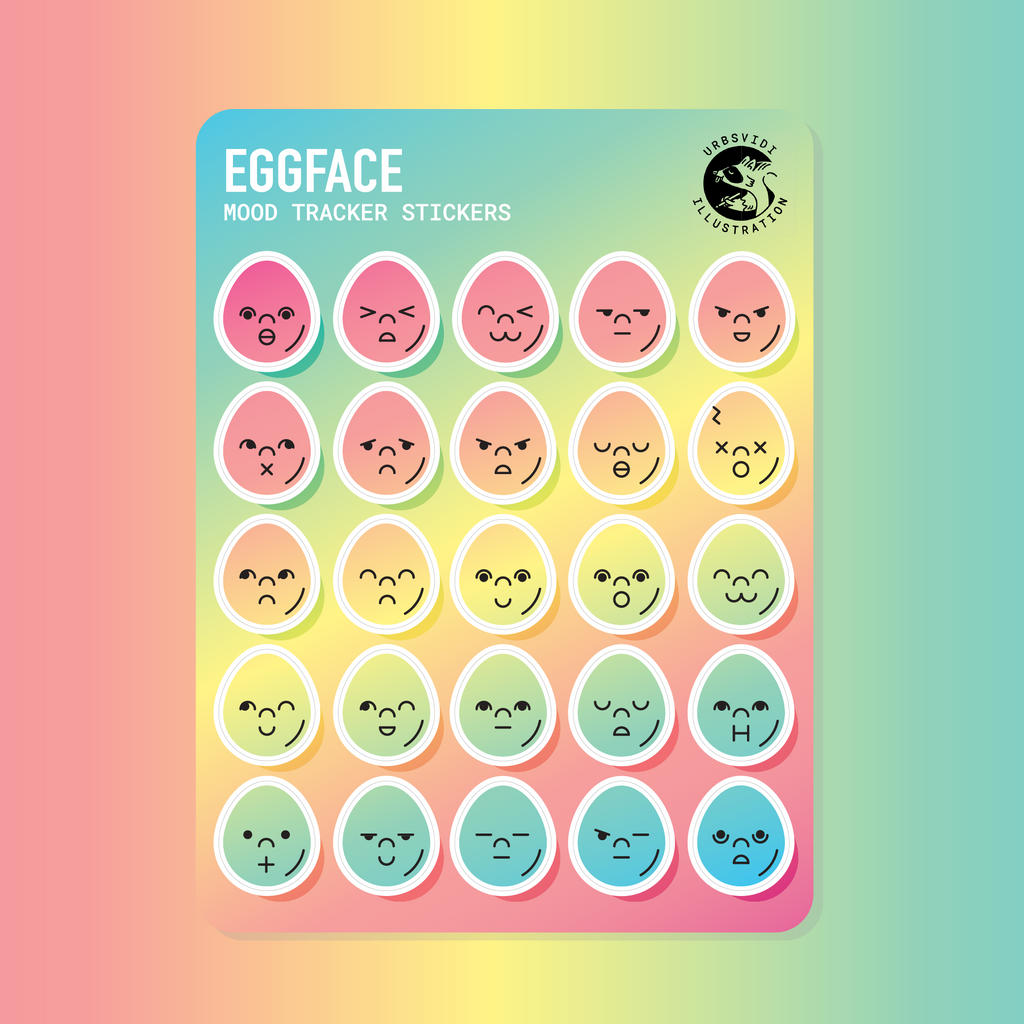 Egg Face Mood Tracker | Sticker Sheet