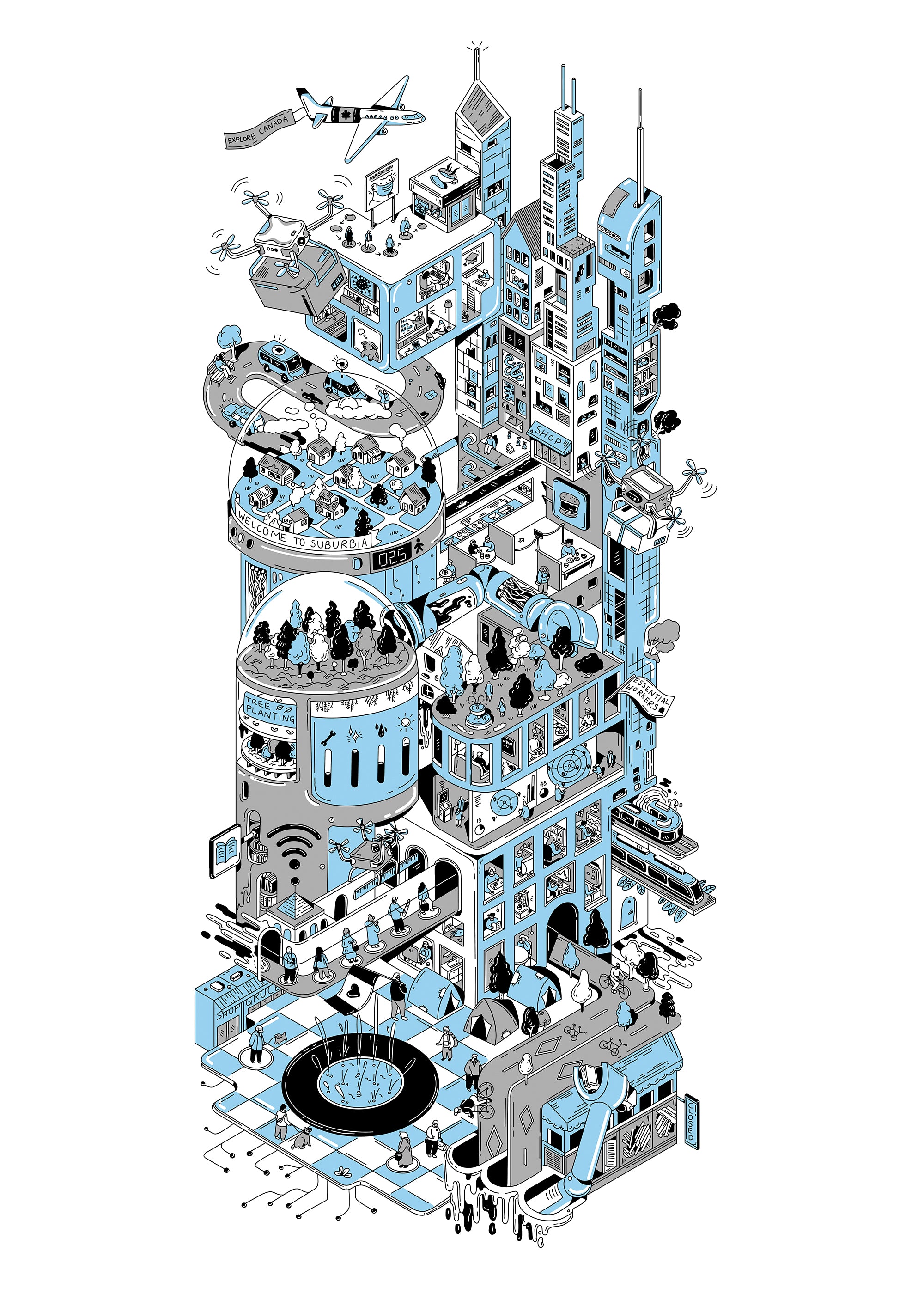 Future Cities | Illustrated Art Print