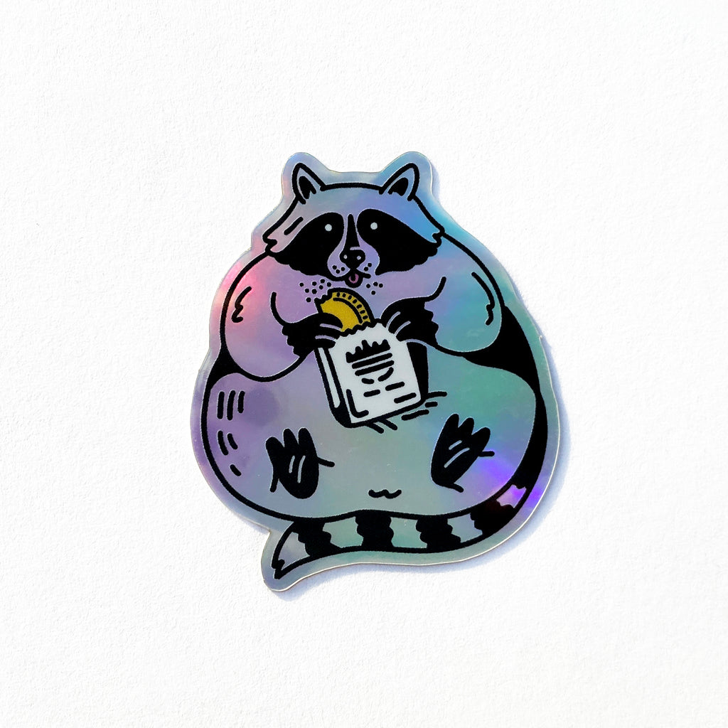 Fat Raccoon Holographic Sticker
